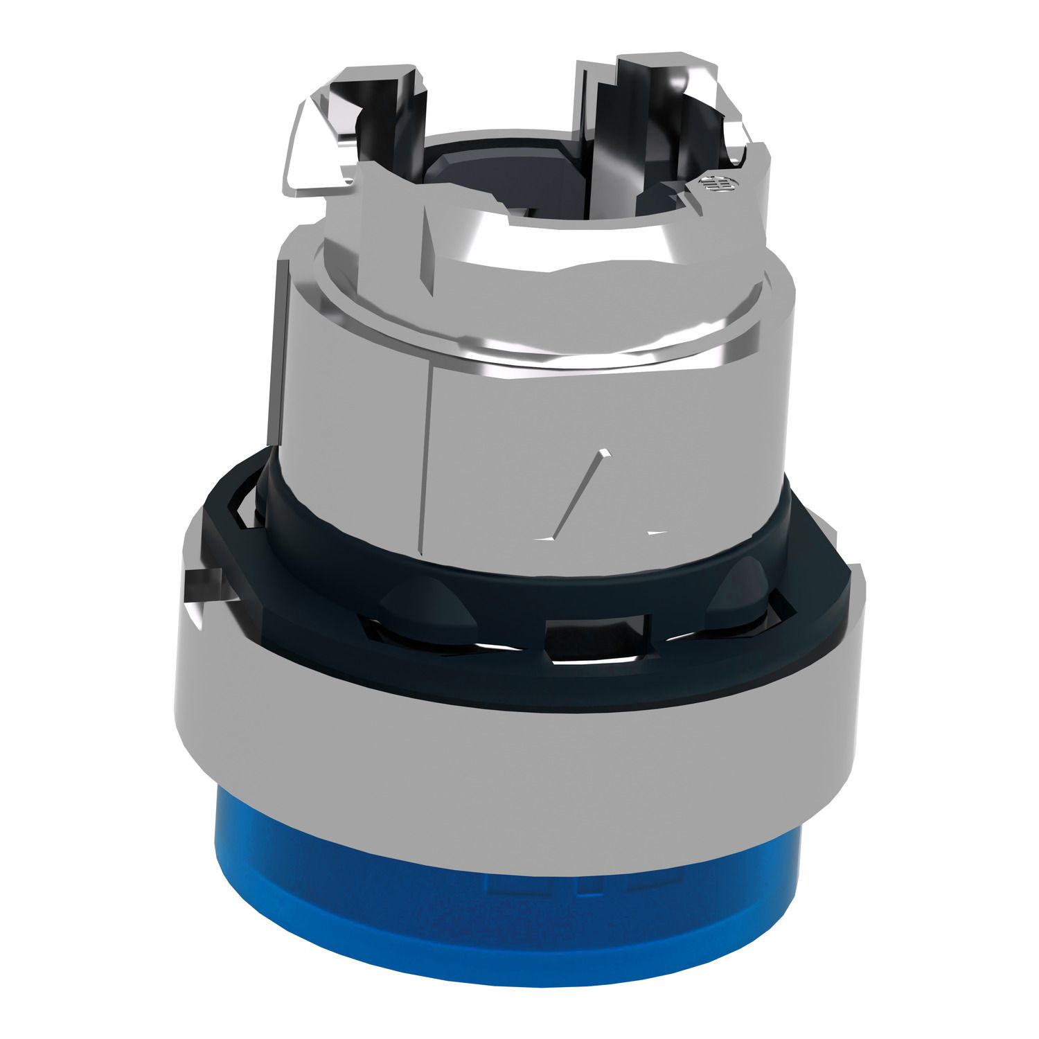 Picture of Head for illuminated push button, Harmony XB4, metal, blue projecting, 22mm, spring return, universal LED, unmarked