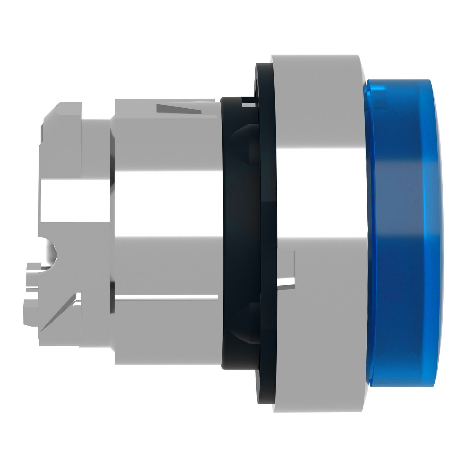 Picture of Head for illuminated push button, Harmony XB4, metal, blue projecting, 22mm, spring return, universal LED, unmarked