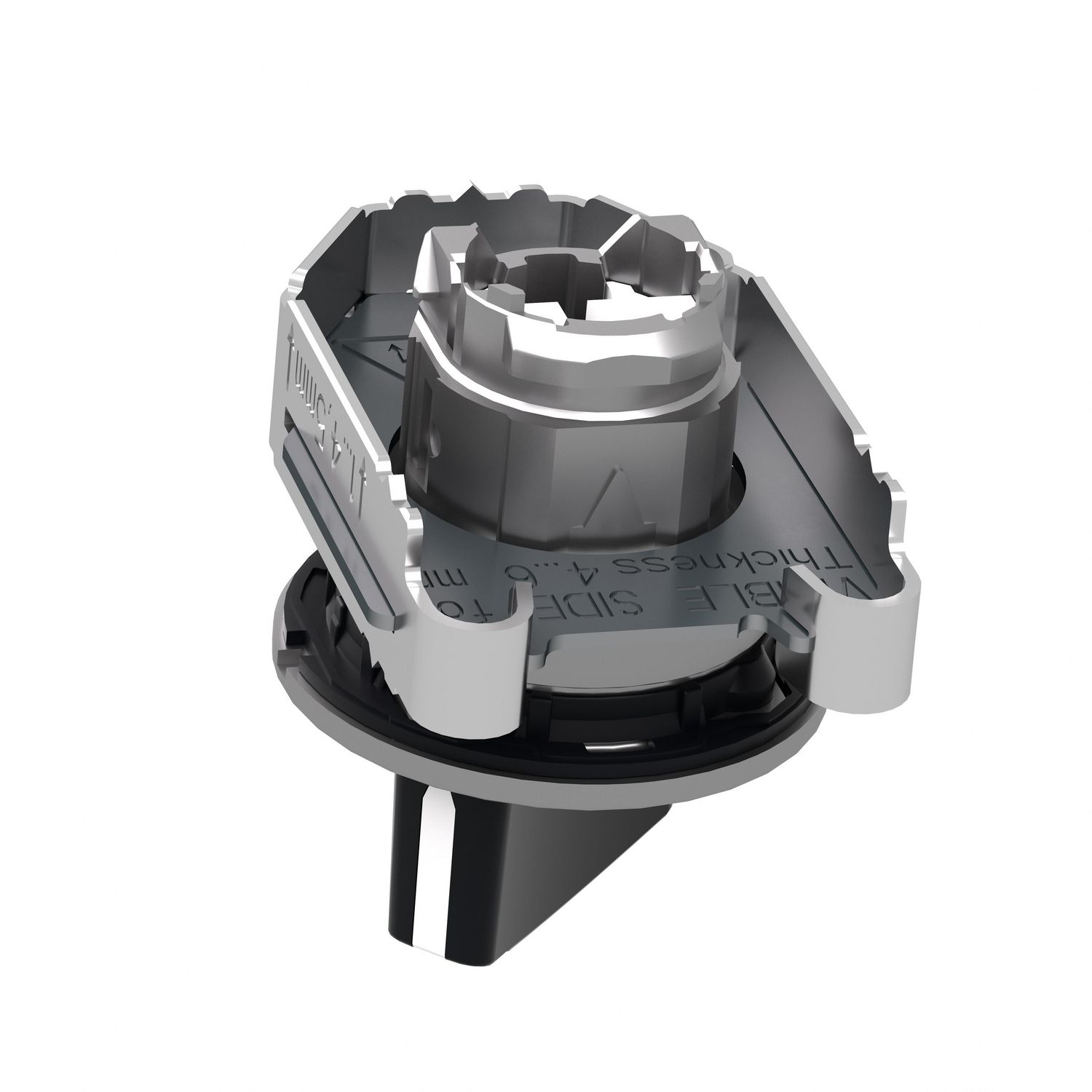 Picture of Flush mounted selector switch head, Harmony XB4, metal, black, 30mm, 2 positions, stay put