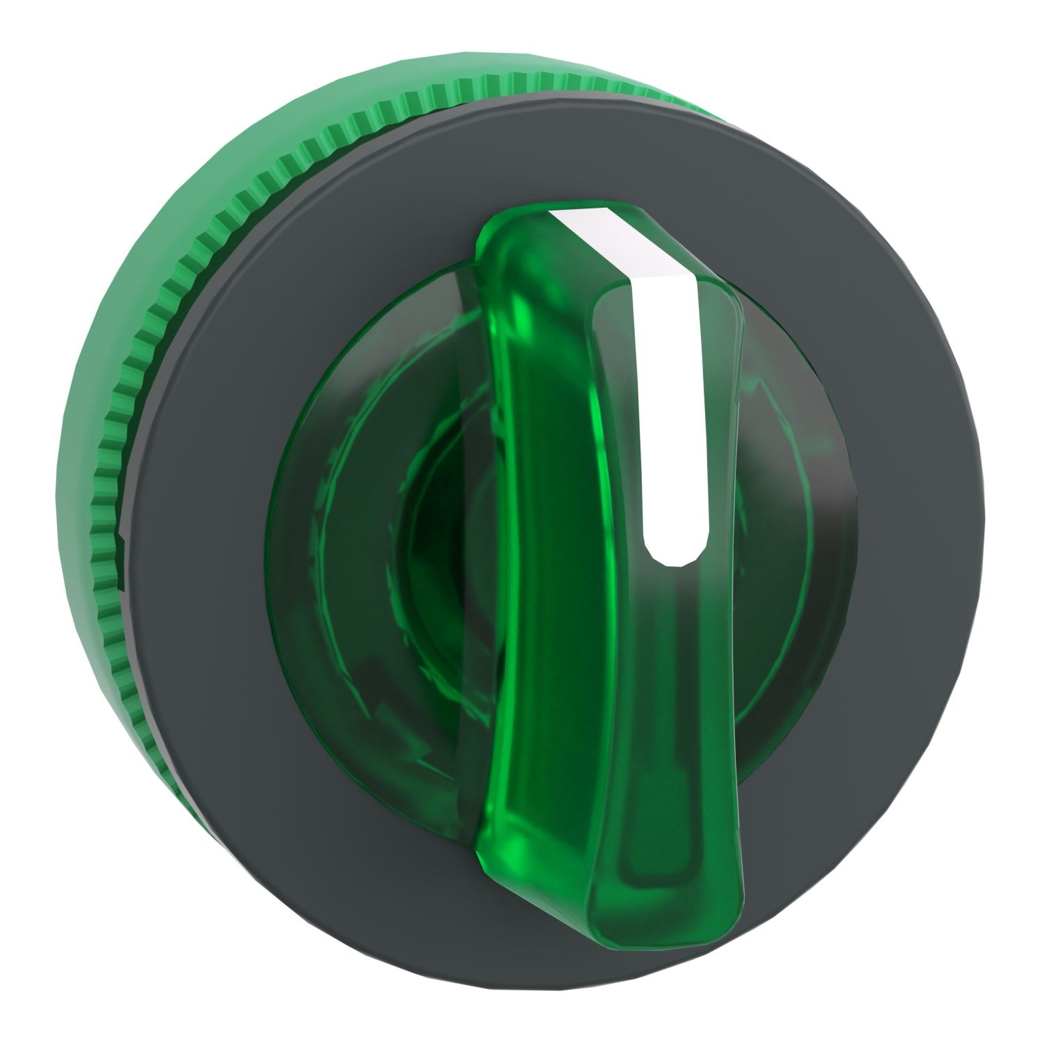 Picture of Head for illuminated selector switch, Harmony XB5, plastic, green handle, universal LED, 3 positions, left to center