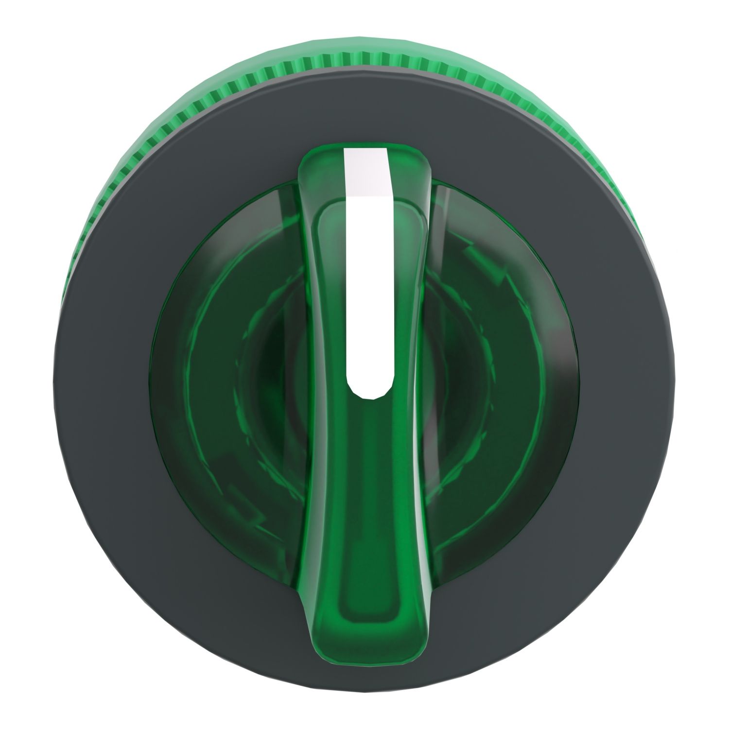 Picture of Head for illuminated selector switch, Harmony XB5, plastic, green handle, universal LED, 3 positions, left to center