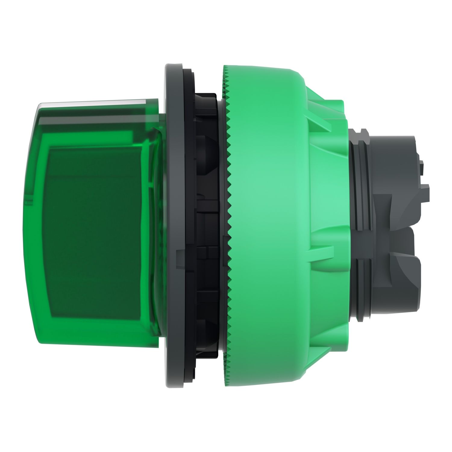 Picture of Head for illuminated selector switch, Harmony XB5, plastic, green handle, universal LED, 3 positions, left to center
