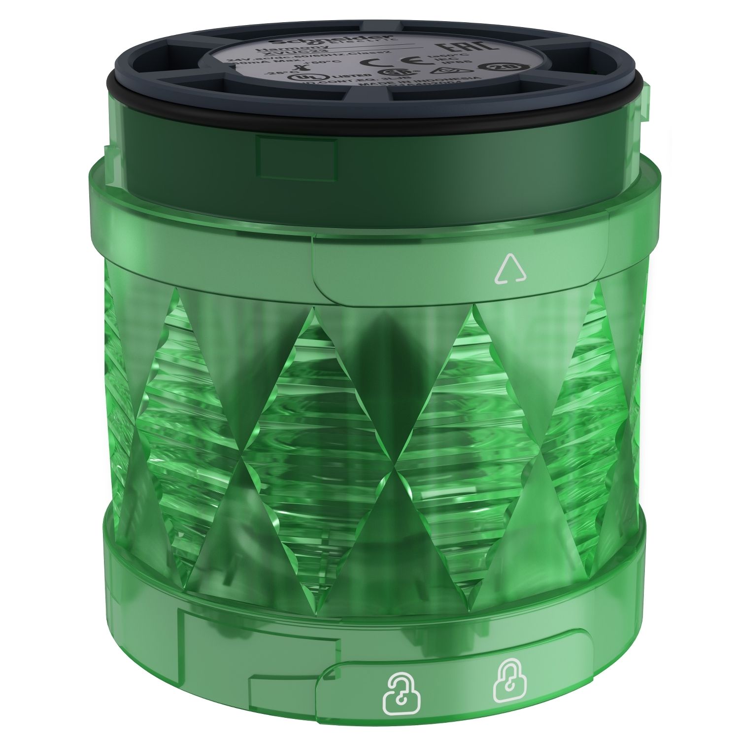 Picture of Illuminated LED unit for modular tower lights, Harmony XVU, green, Ø60, blinking, IP65, 24 V AC/DC