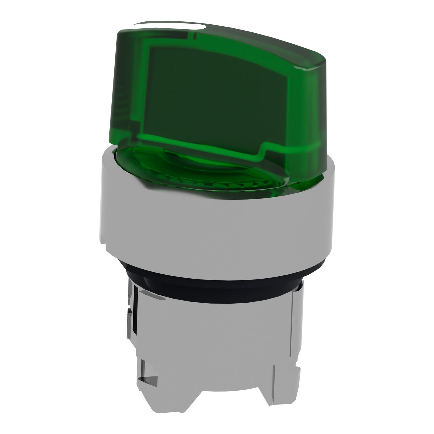 Picture of Head for illuminated selector switch, Harmony XB4, metal, white handle, 22mm, universal LED, 2 positions, spring return