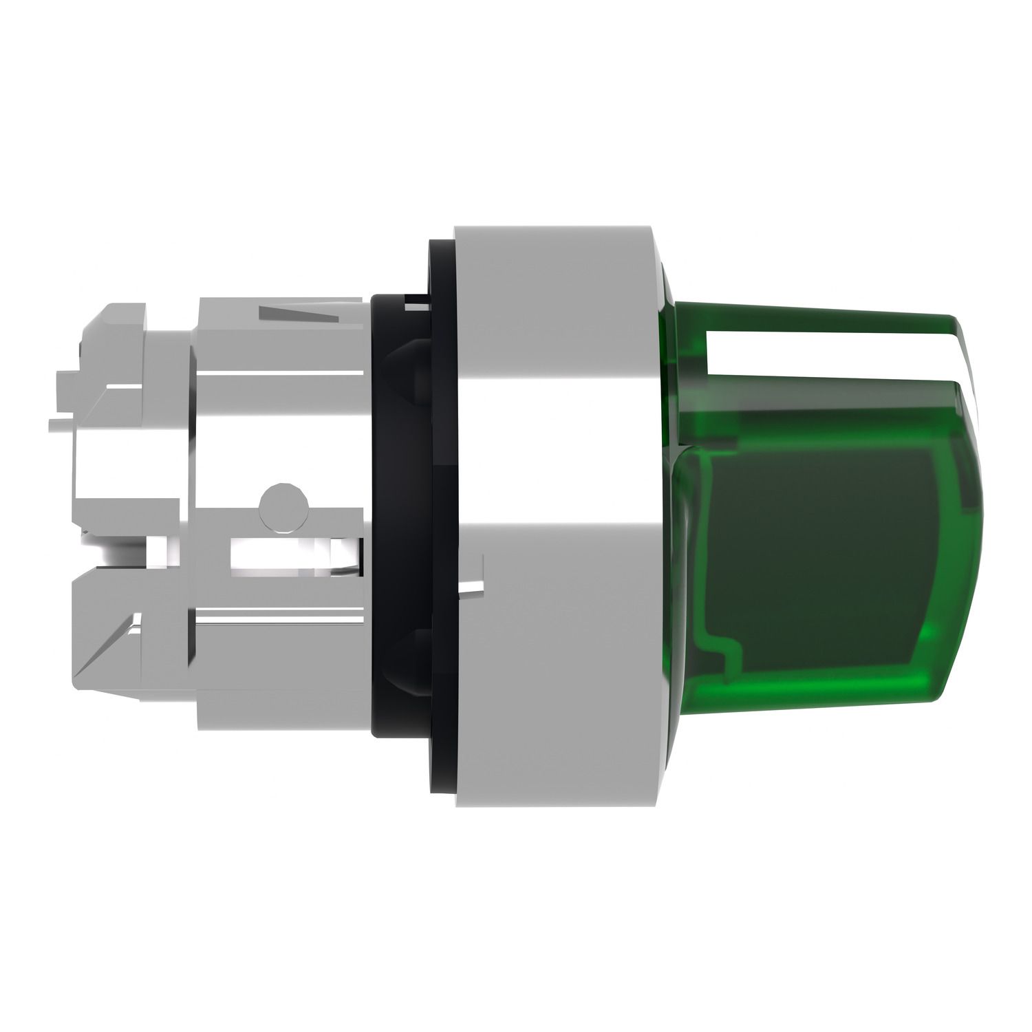 Picture of Head for illuminated selector switch, Harmony XB4, metal, white handle, 22mm, universal LED, 2 positions, spring return