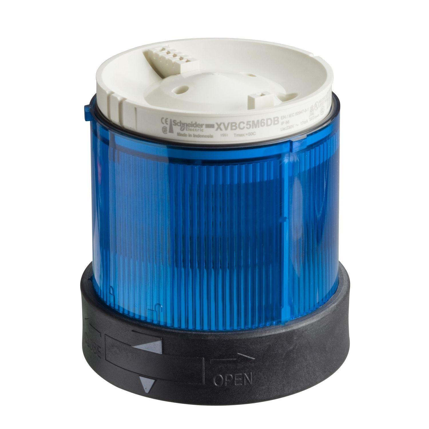 Picture of Indicator bank, Harmony XVB, illuminated unit, plastic, blue, 70mm, flashing, for bulb or LED, 24V AC, 24...48V DC