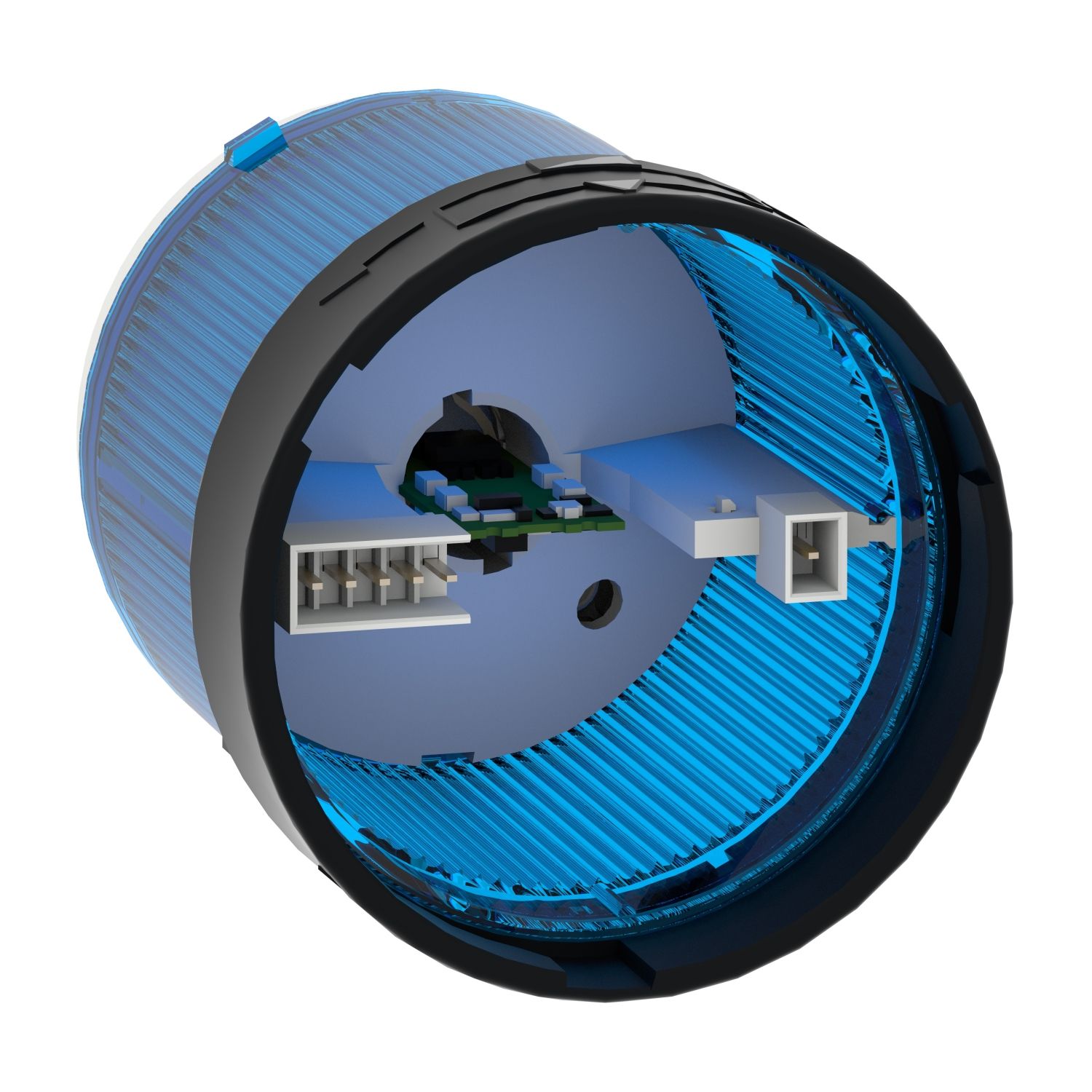 Picture of Indicator bank, Harmony XVB, illuminated unit, plastic, blue, 70mm, flashing, for bulb or LED, 24V AC, 24...48V DC