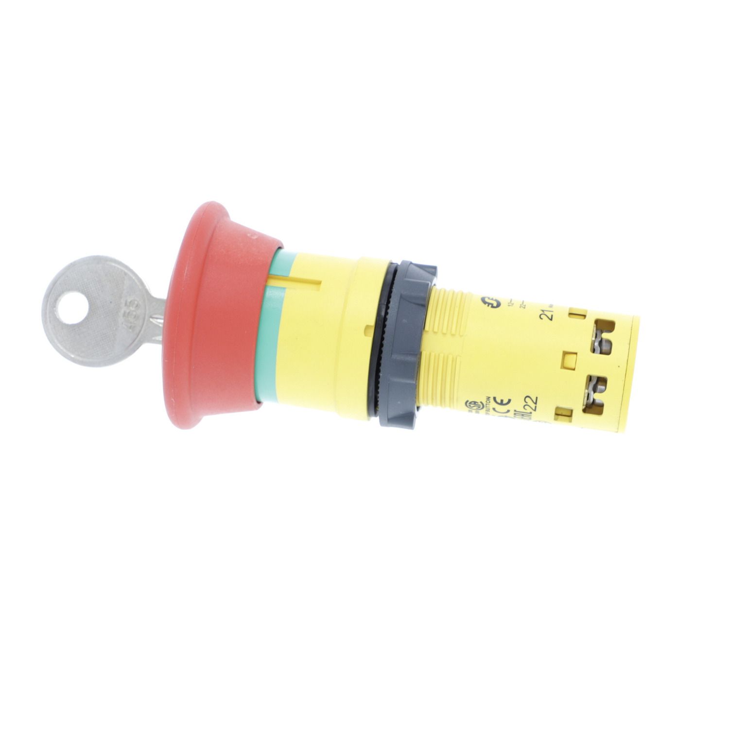 Picture of Monolithic emergency stop, Harmony XB7, plastic, red mushroom 40mm, 22mm, latching key release, 2NC