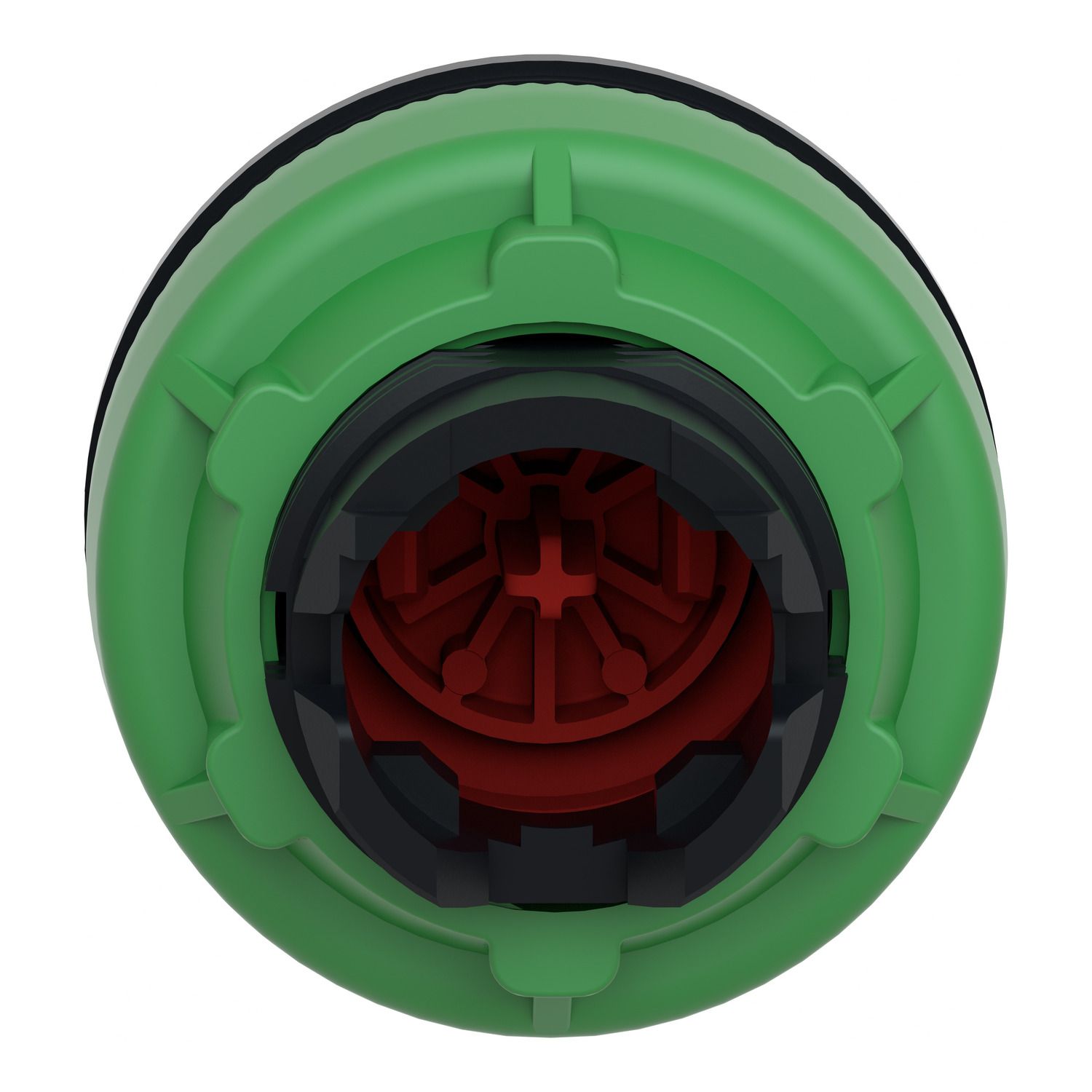 Picture of Antimicrobial Flush mounted push button head, Harmony XB5, plastic, red, 30mm, spring return, unmarked