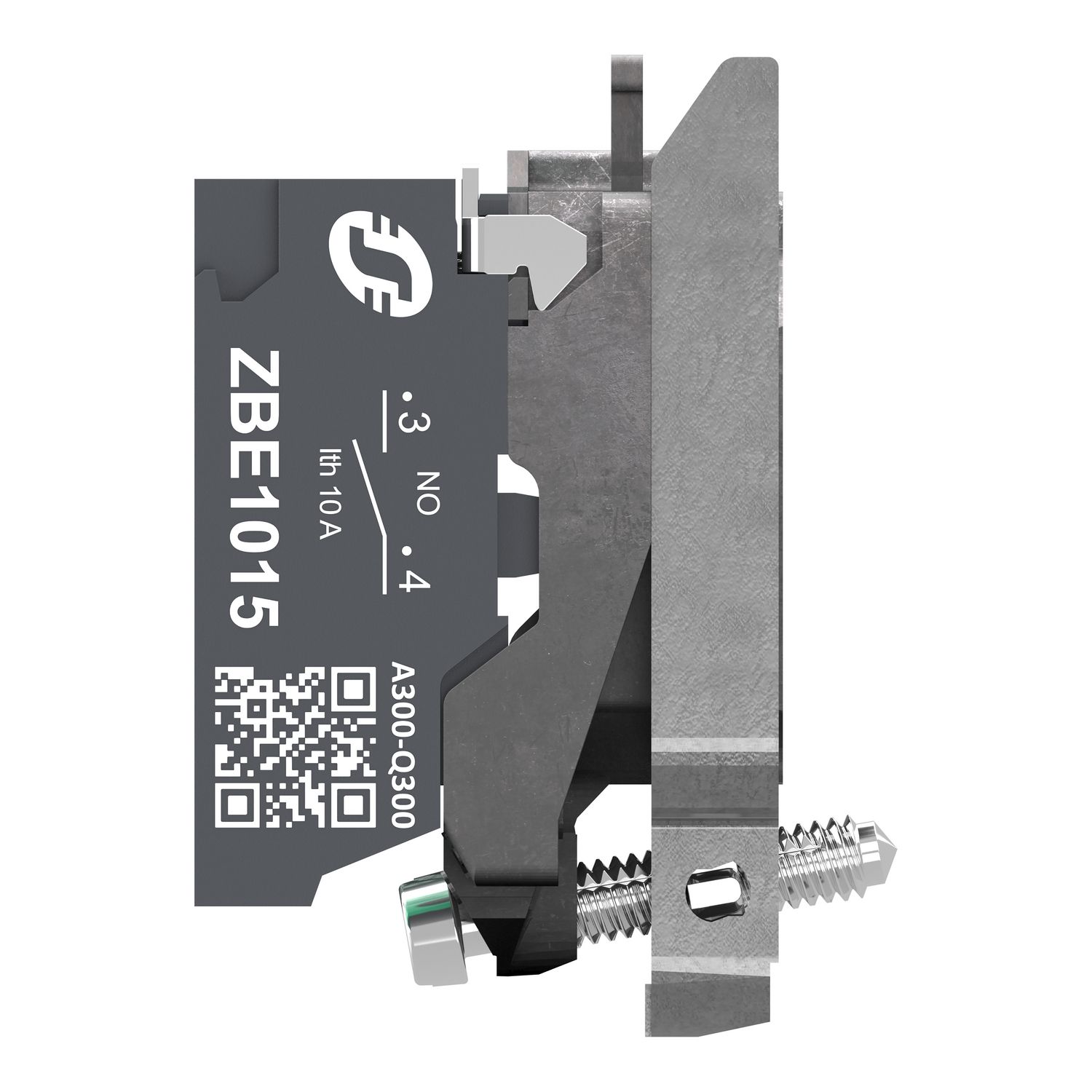 Picture of Complete body contact assembly, Harmony XB4, single contact, with fixing collar, metal, 2 NO, compact push in terminals