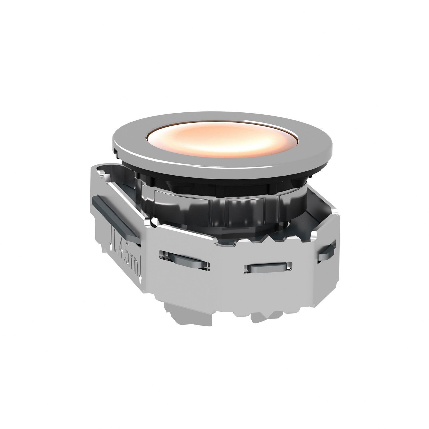 Picture of Head for illuminated push button, Harmony XB4, metal, orange flush mounted, 30mm, universal LED, unmarked