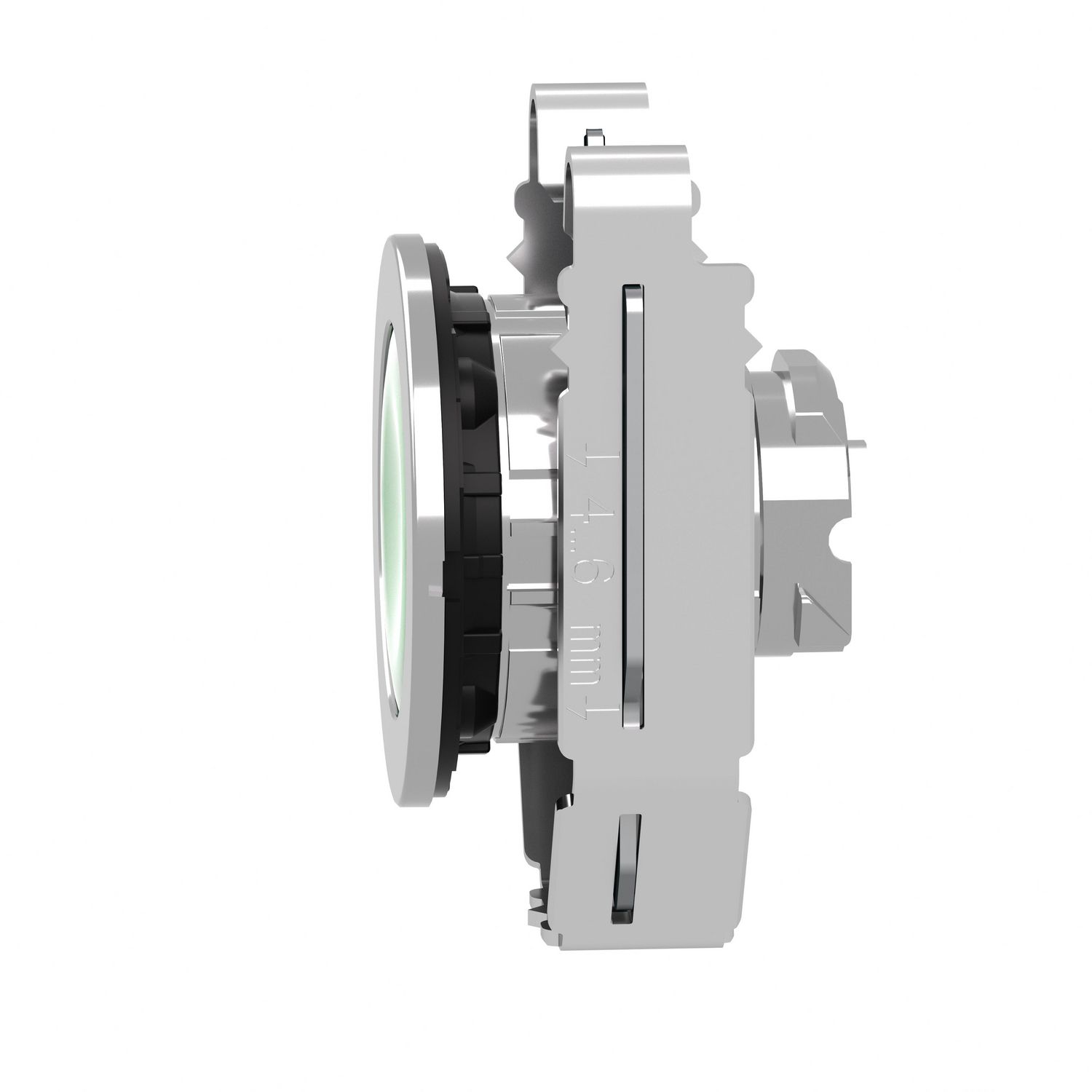 Picture of Head for illuminated push button, Harmony XB4, metal, green flush mounted, 30mm, universal LED, unmarked