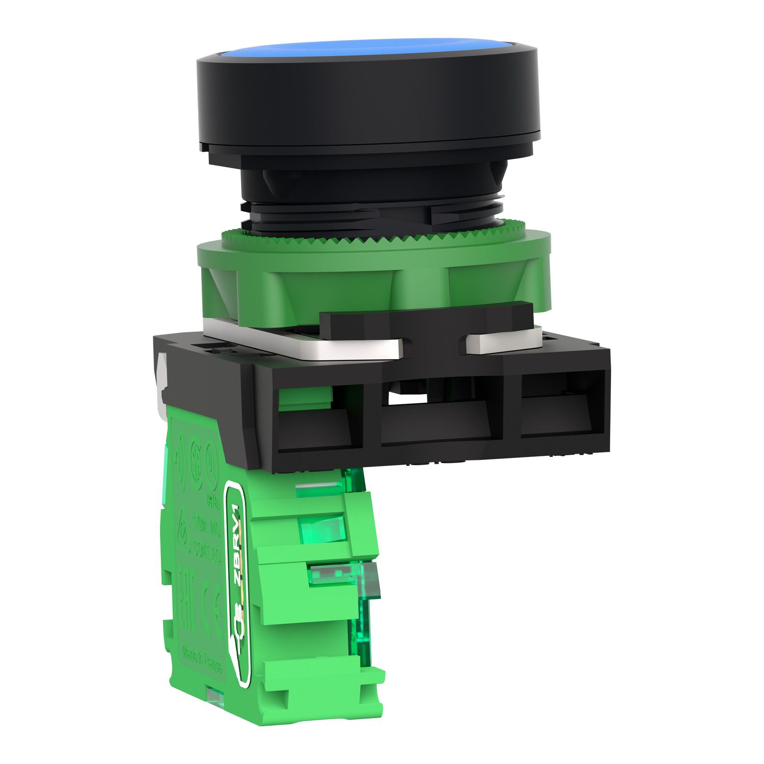 Picture of Wireless and batteryless transmitter, Harmony XB5R, push button, plastic, blue, 22mm, spring return