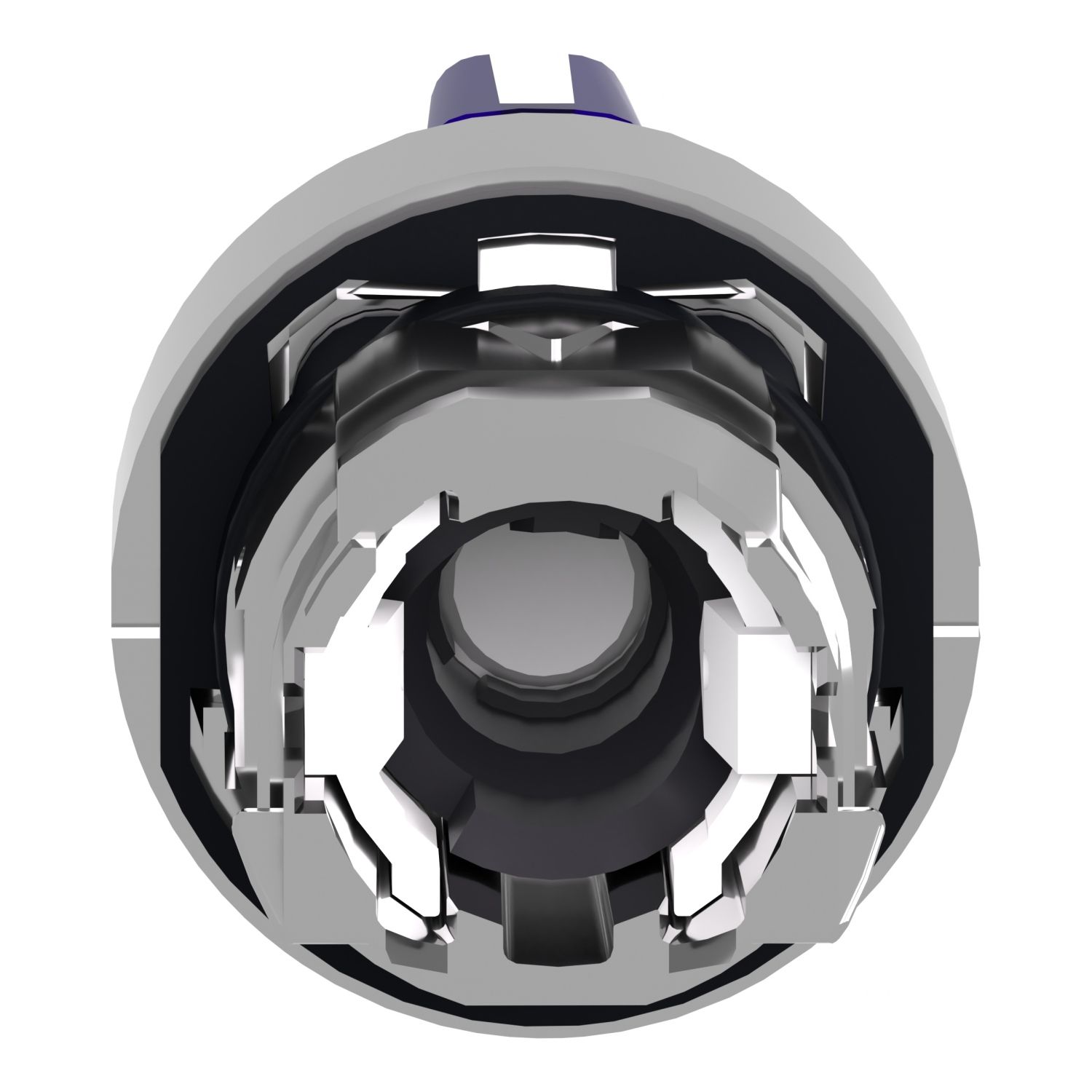 Picture of Head for illuminated selector switch, Harmony XB4, chromium metal, blue handle, 22mm, universal LED, 3 positions,