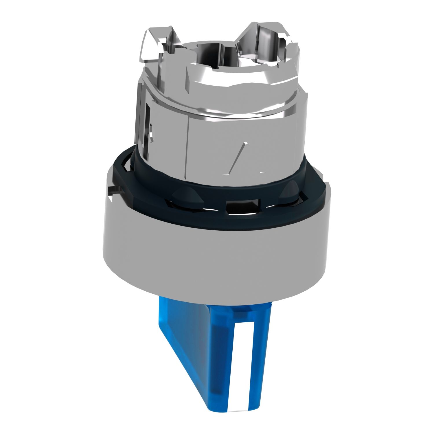Picture of Head for illuminated selector switch, Harmony XB4, chromium metal, blue handle, 22mm, universal LED, 3 positions,