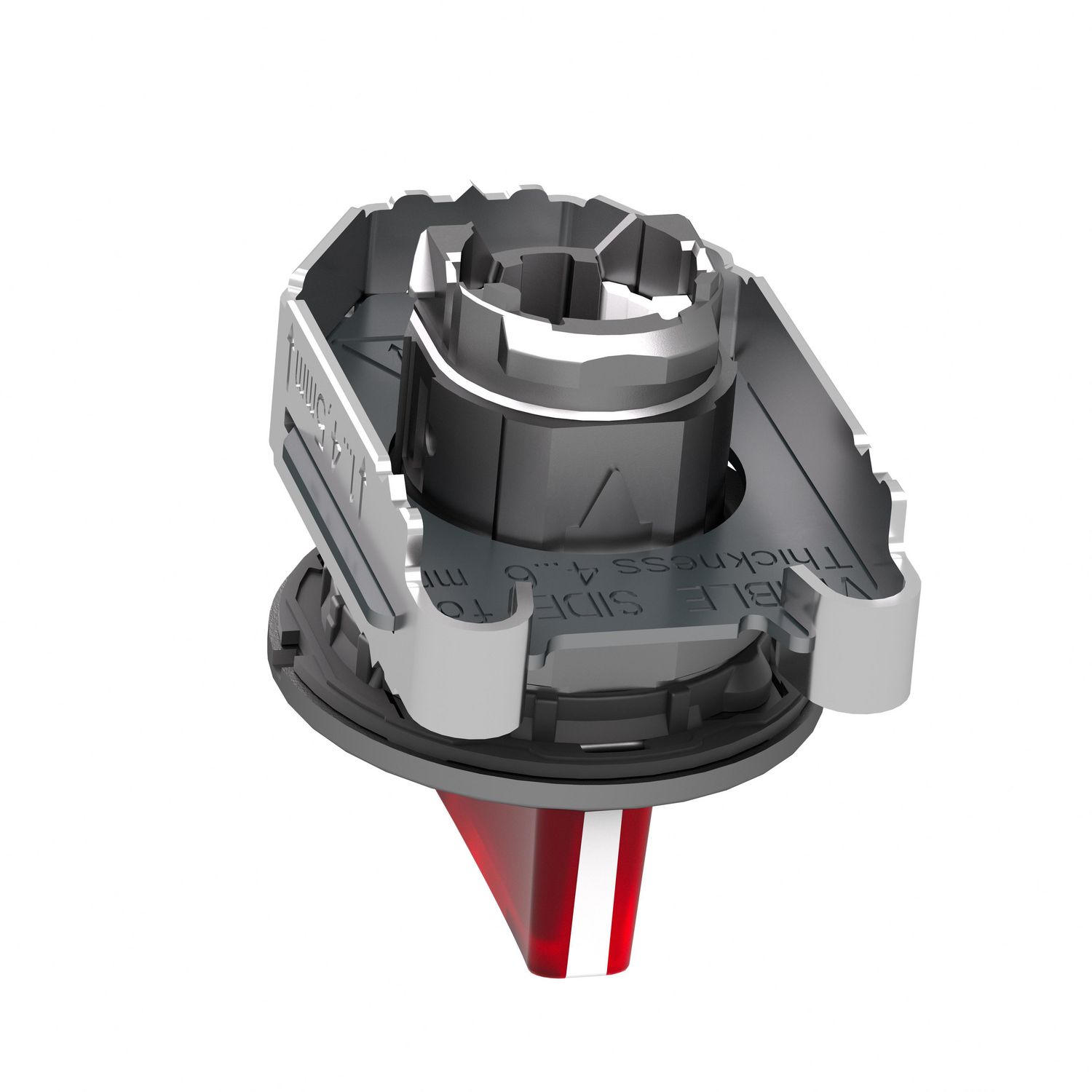 Picture of Head for illuminated selector switch, Harmony XB4, metal, red handle, flush mounted, 30mm, universal LED, 3 positions
