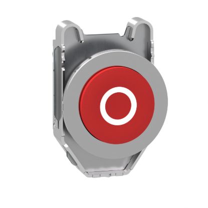 Picture of Flush mounted projecting push button head, Harmony XB4, metal, red, 30mm, spring return, marked O