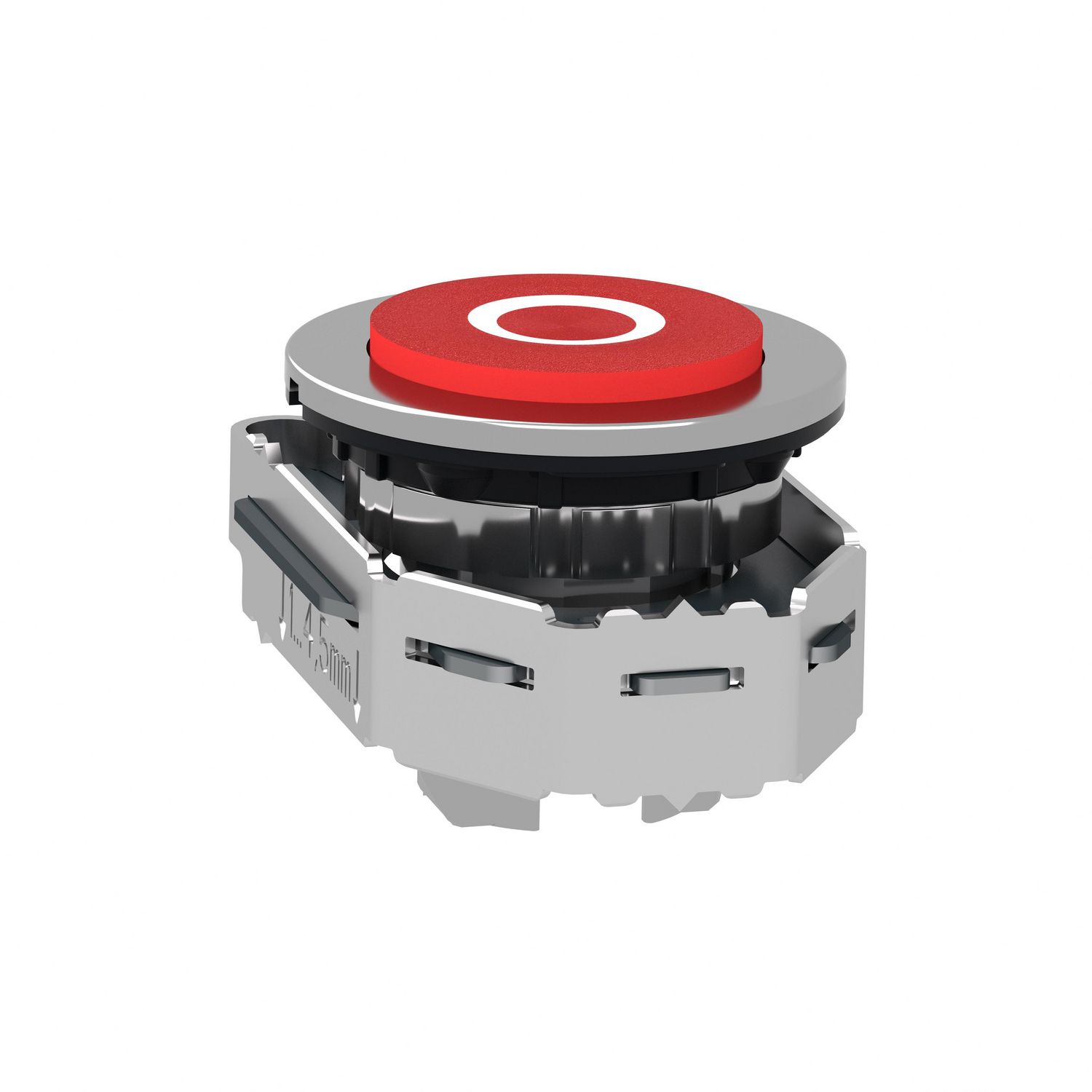 Picture of Flush mounted projecting push button head, Harmony XB4, metal, red, 30mm, spring return, marked O
