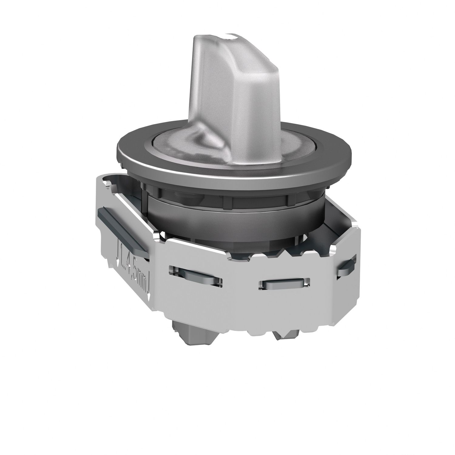 Picture of Head for illuminated selector switch, Harmony XB4, metal, white handle, 30mm, universal LED, 3 positions, right to center
