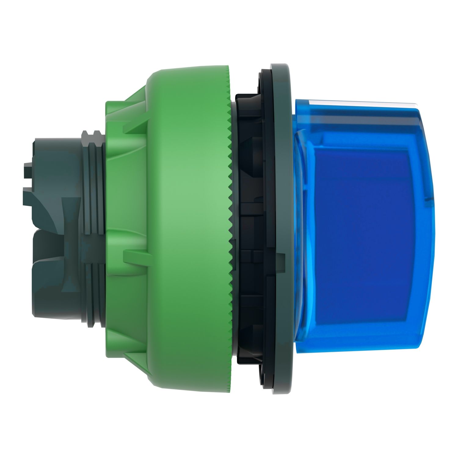 Picture of Head for illuminated selector switch, Harmony XB5, plastic, blue handle, universal LED, 3 positions, left to center