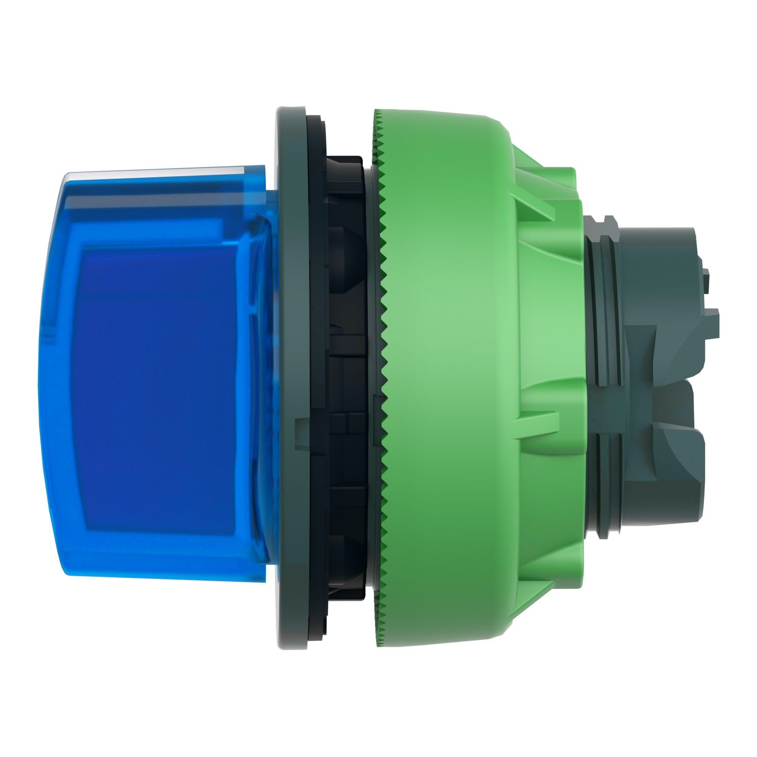 Picture of Head for illuminated selector switch, Harmony XB5, plastic, blue handle, universal LED, 3 positions, left to center