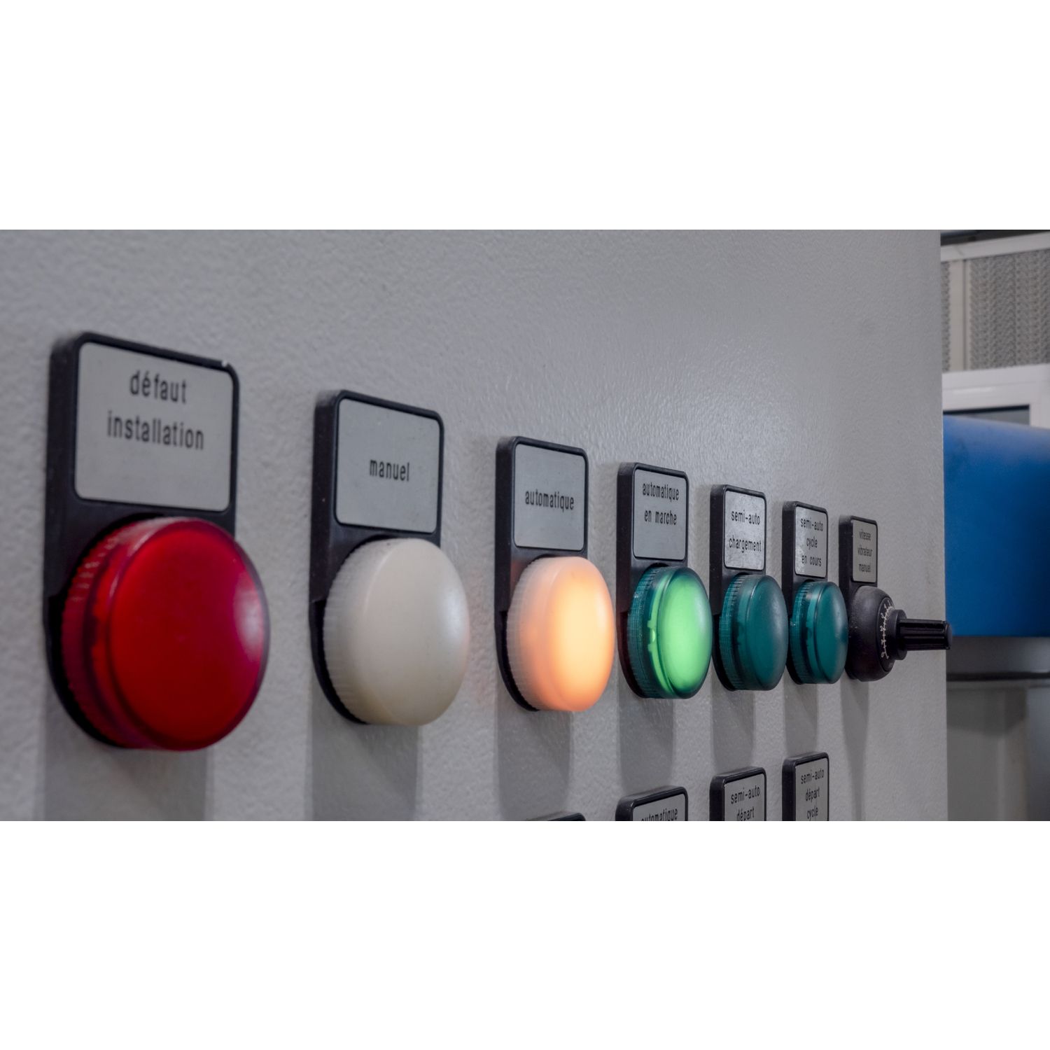 Picture of Illuminated marked legend ring, Harmony XB5, 60mm, plastic, yellow, red fixed integral LED, marked EMERGENCY STOP, 24V AC DC