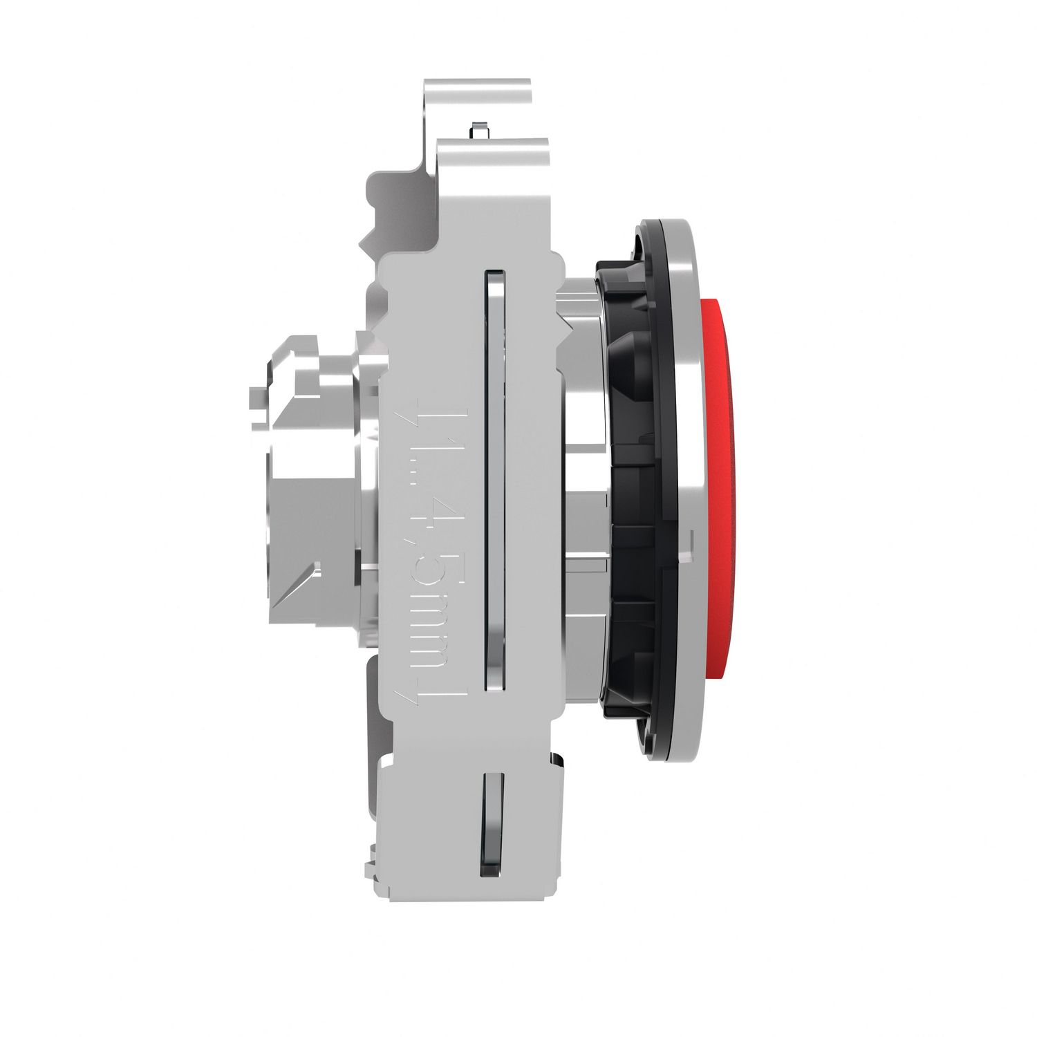 Picture of Flush mounted projecting push button head, Harmony XB4, metal, red, 30mm, spring return, marked STOP
