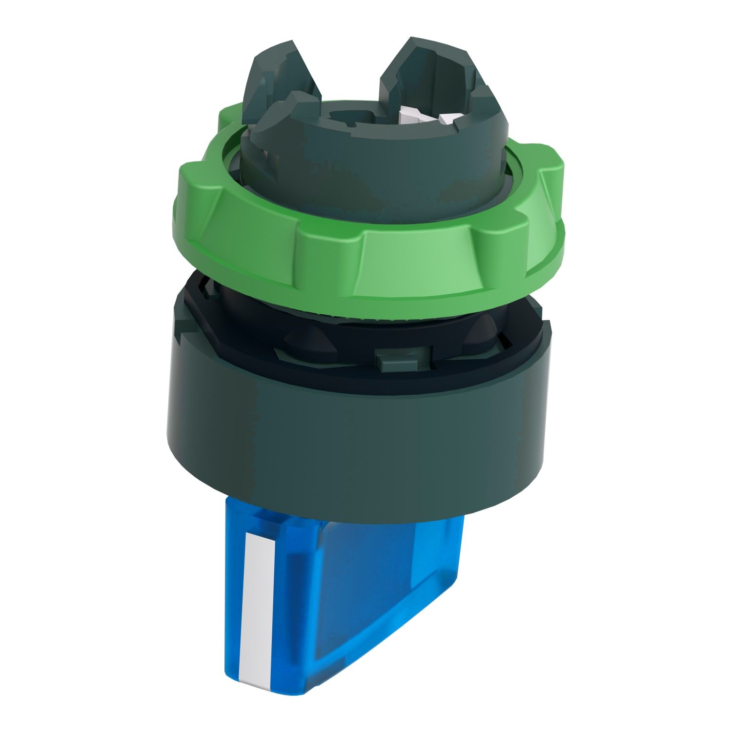 Picture of Head for illuminated selector switch, Harmony XB5, dark grey plastic, blue handle, 22mm, universal LED, 2 positions