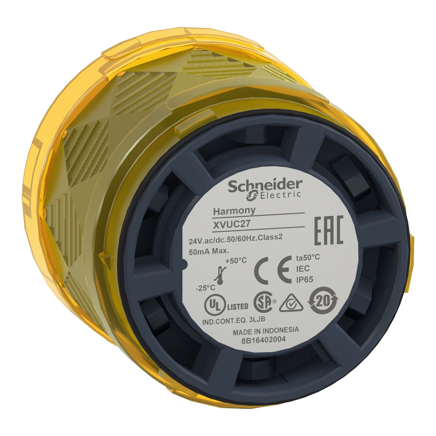 Picture of Illuminated LED unit for modular tower lights, Harmony XVU, yellow, Ø60, steady, IP65, 24 V AC/DC