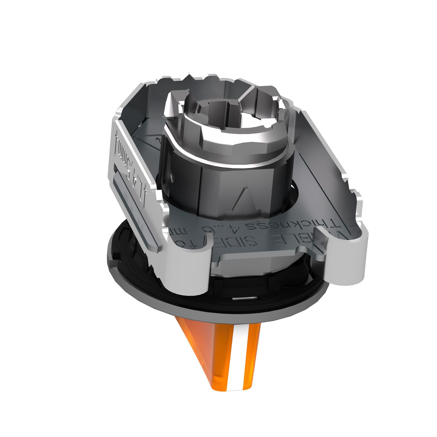 Picture of Head for illuminated selector switch, Harmony XB4, metal, orange handle, 30mm, universal LED, 3 positions, to center