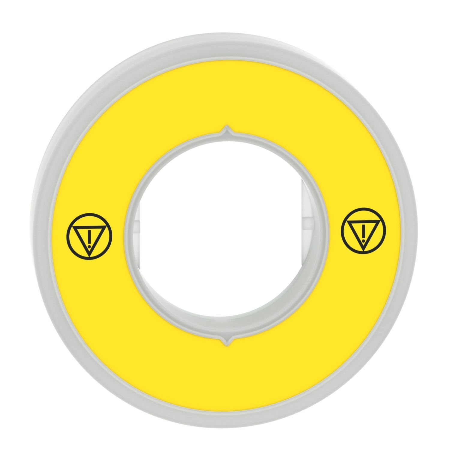Picture of Illuminated unmarked legend ring, Harmony XB5, 60mm, plastic, yellow, red fixed integral LED, 230...240V AC
