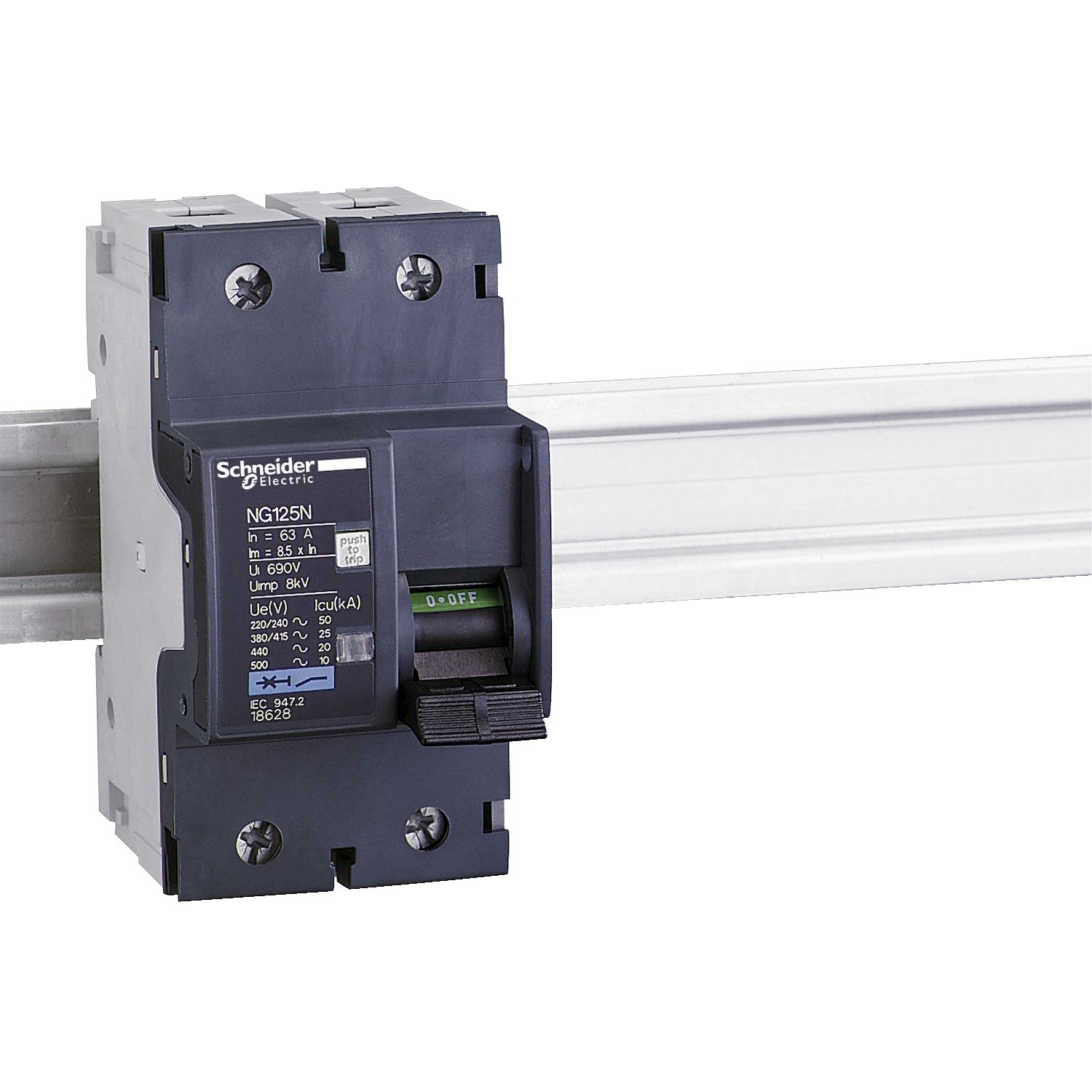 Picture of Miniature circuit breaker (MCB), Acti9 NG125N, 2P, 32A, C curve, 25kA (IEC/EN 60947-2)