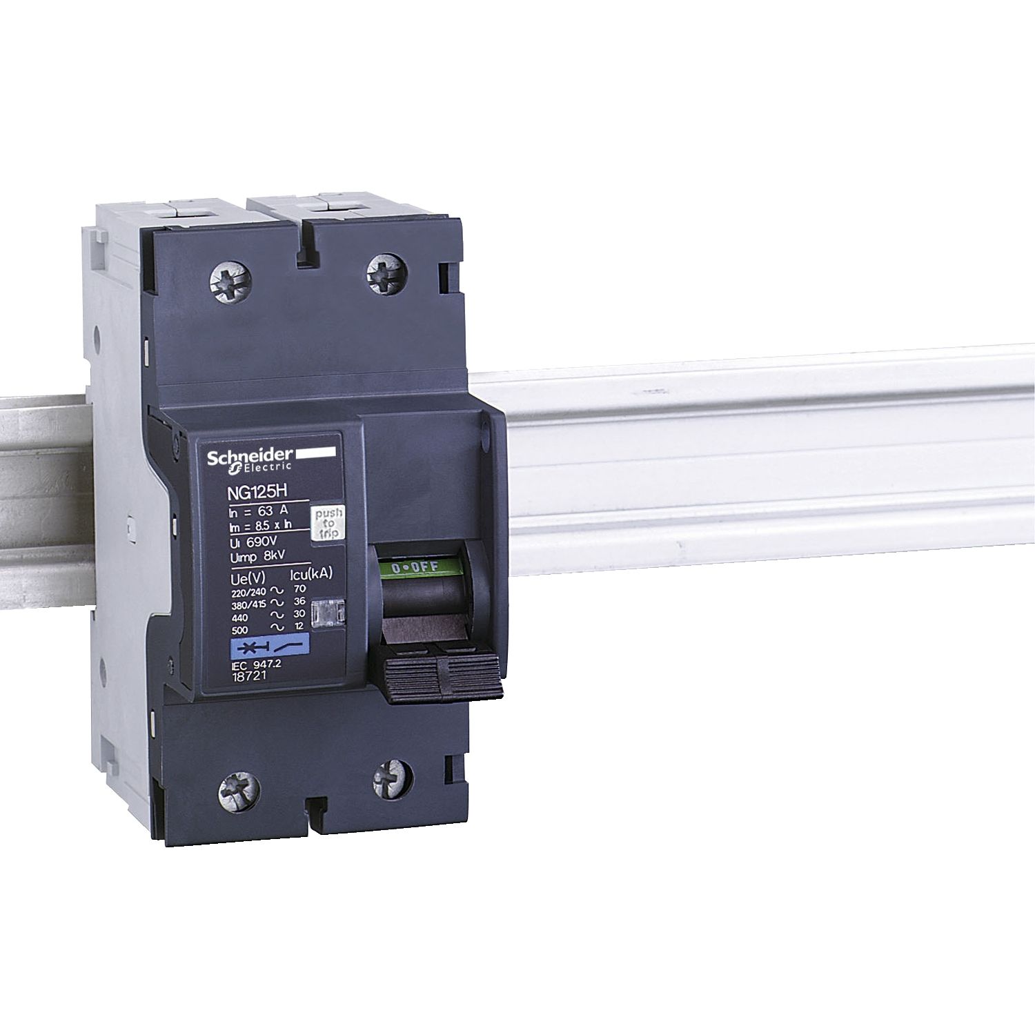Picture of Miniature circuit breaker (MCB), Acti9 NG125H, 2P, 25A, C curve, 36kA (IEC/EN 60947-2)