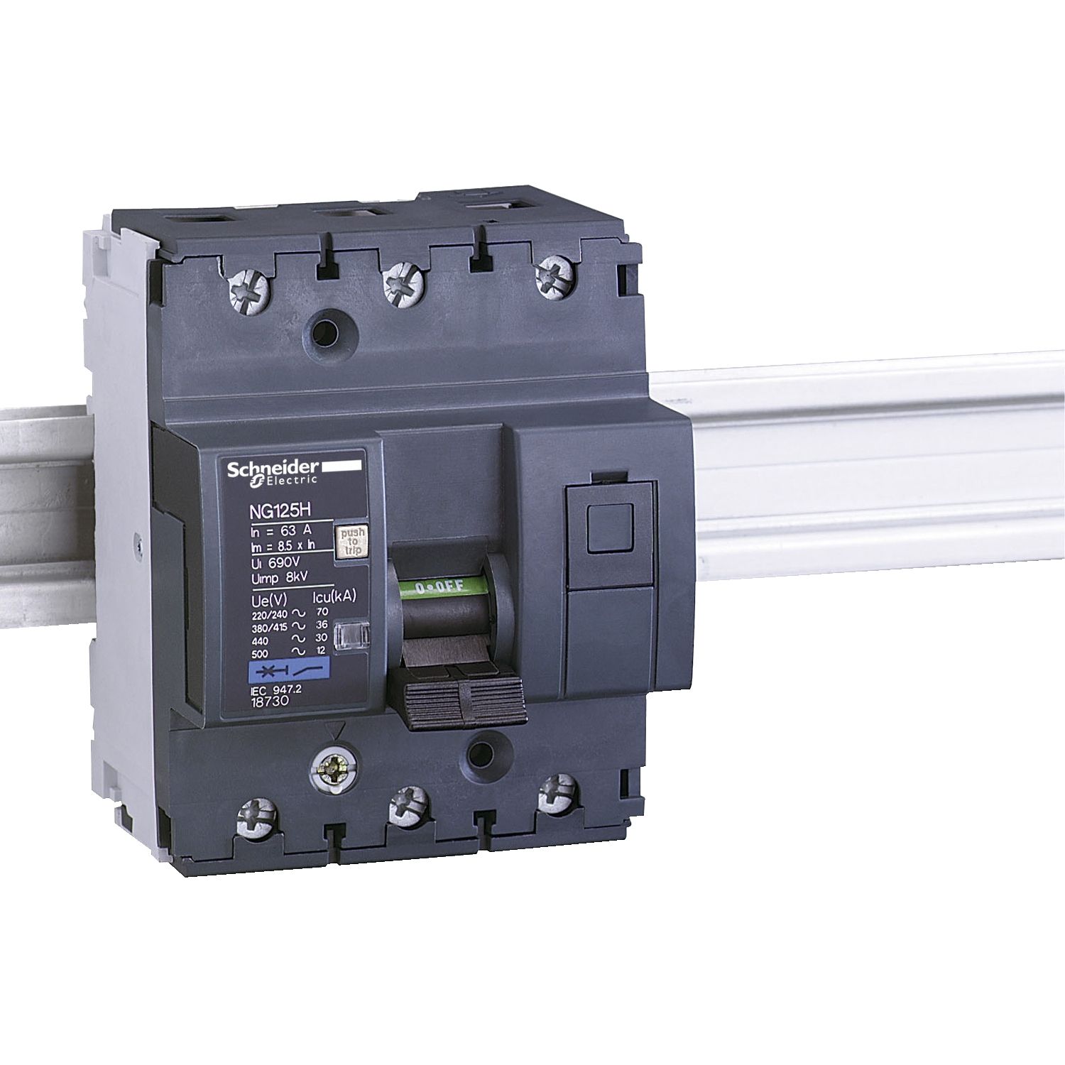 Picture of Miniature circuit breaker (MCB), Acti9 NG125H, 3P, 20A, C curve, 36kA (IEC/EN 60947-2)
