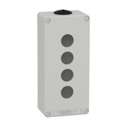 Picture of Die cast empty control station, Harmony XAP, XB2 SL, zinc alloy, grey, M25, 4 cut outs 22mm, 80x175x51,5mm