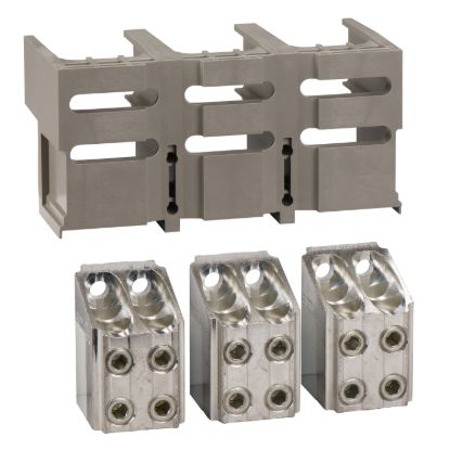 Picture of Set of bare cable connectors and terminal shield, ComPacT NS630b to NS1600, fixed, front connected, 240mm², 3 poles