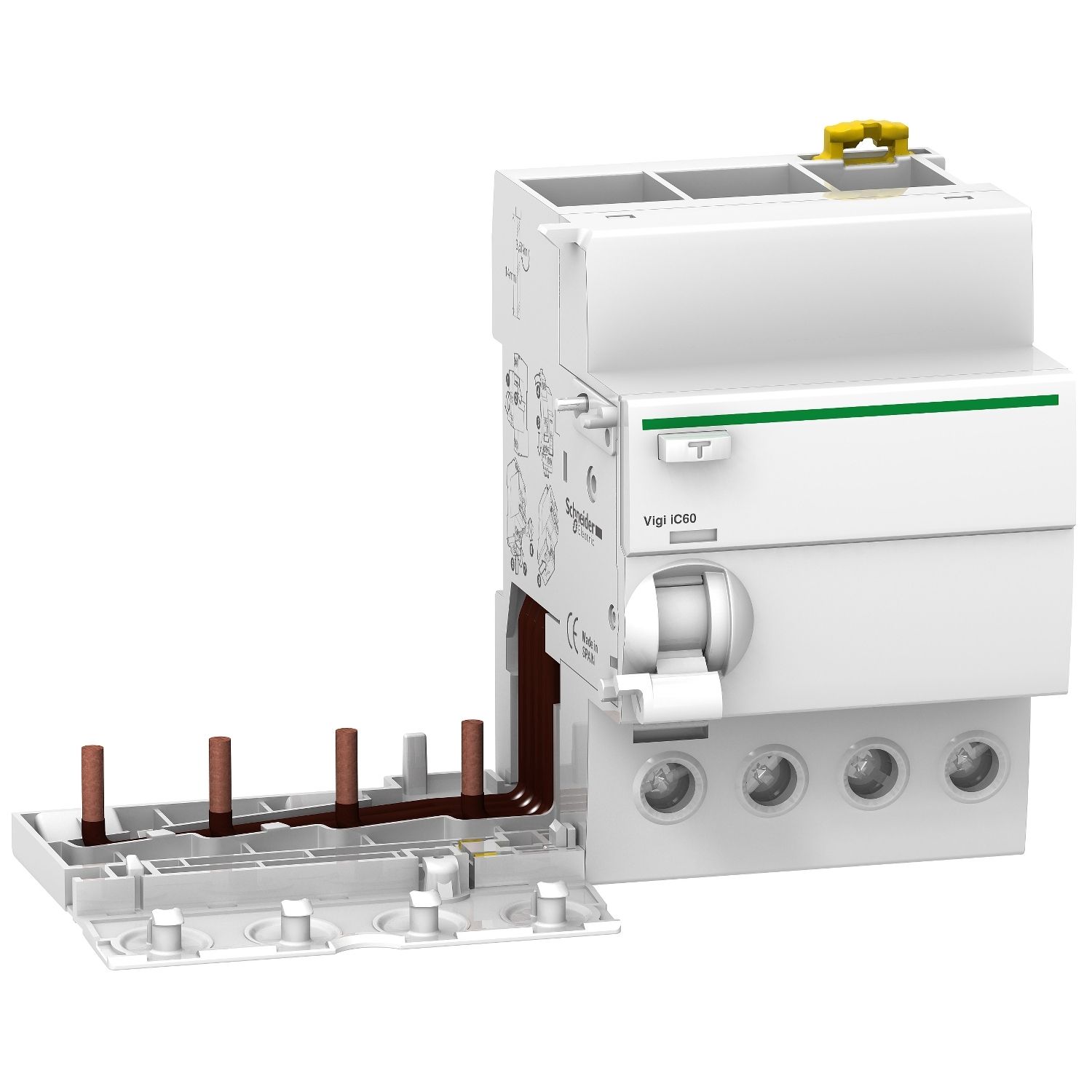 Picture of Add-on residual current device, Acti9 Vigi iC60, 4P, 63A, A type, instantaneous, 30mA, 400...415VAC