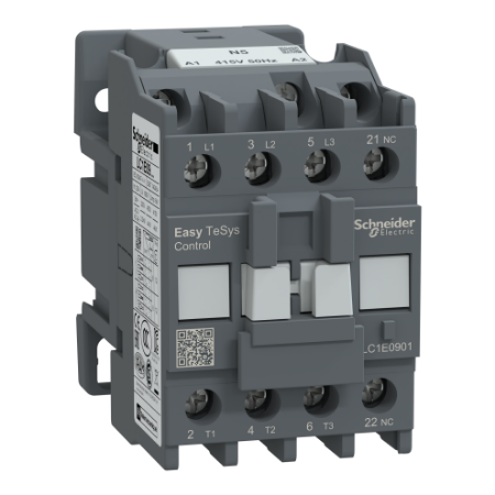 Picture of Contactor,Easy TeSys Control,LC1E,3P(3NO),AC-3,<=440V,9A,415V AC coil,50Hz,1NC auxiliary contact