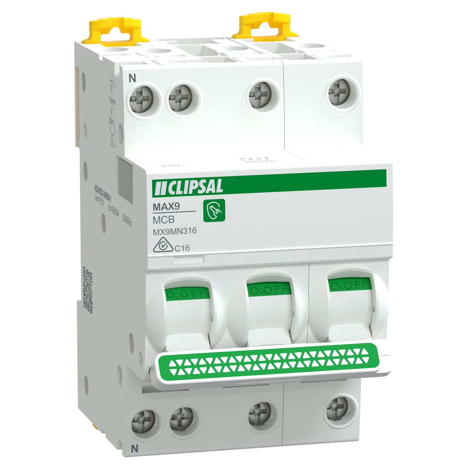 Picture of Miniature Circuit Breaker, Max9, 3P+N, 16A, C curve, 6000A