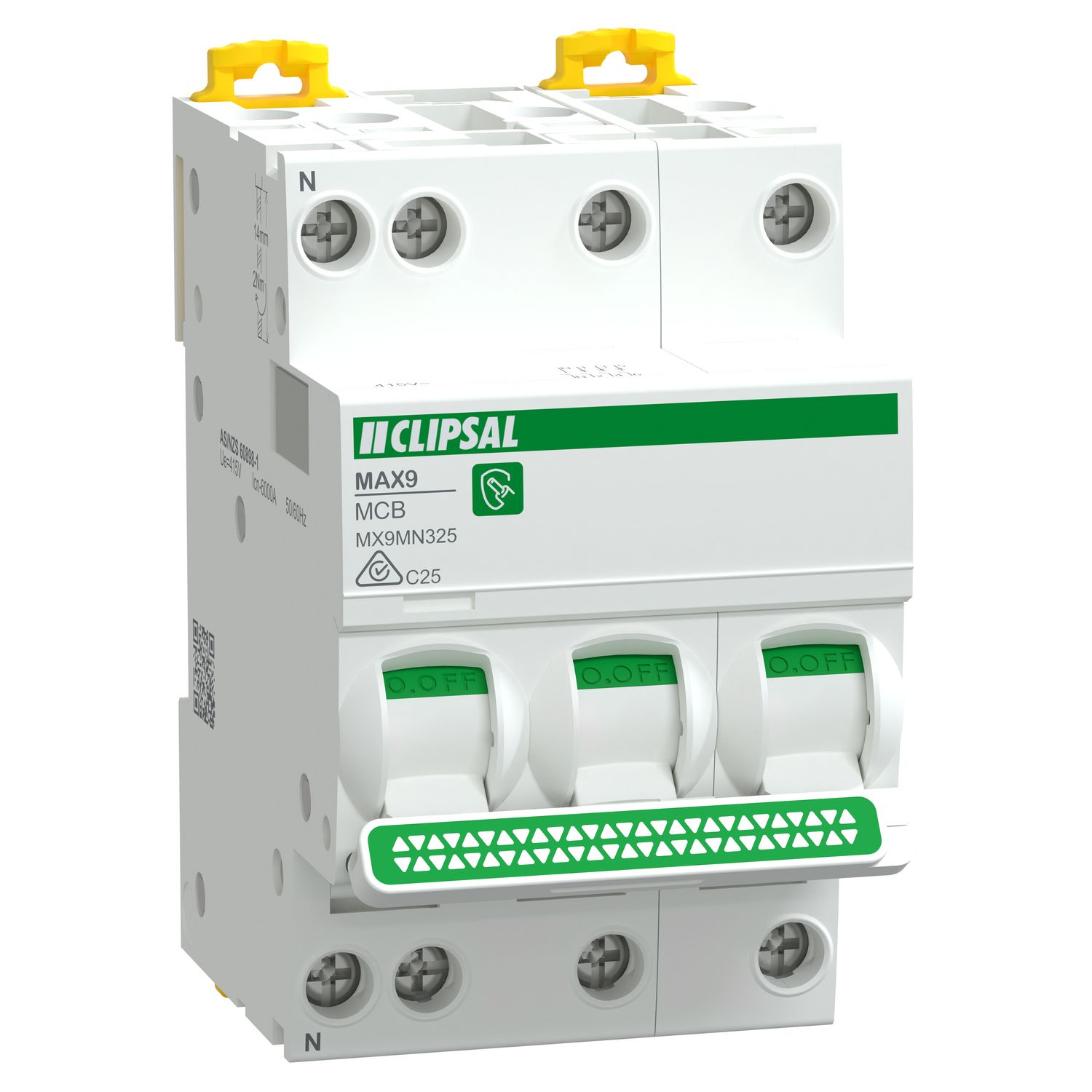 Picture of Miniature Circuit Breaker, Max9, 3P+N, 25A, C curve, 6000A