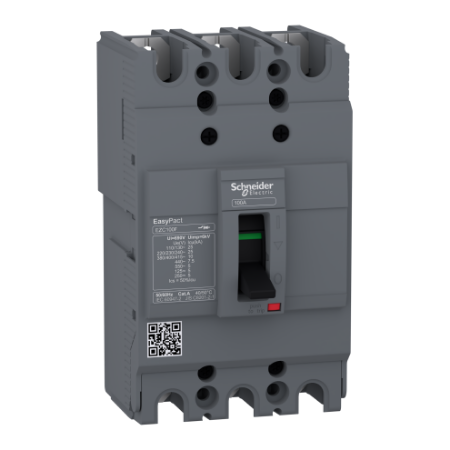 Picture of circuit breaker,EasyPact EZC100F ,TMD, 60A ,3 poles 3d