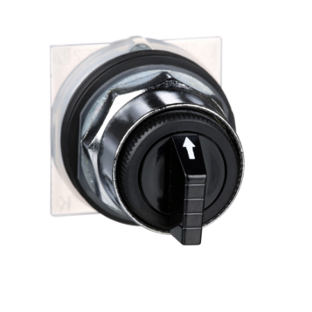Picture of Head for selector switch, Harmony 9001K, metal, standard handle, black, 30mm, 3 positions, stay put, Cam F