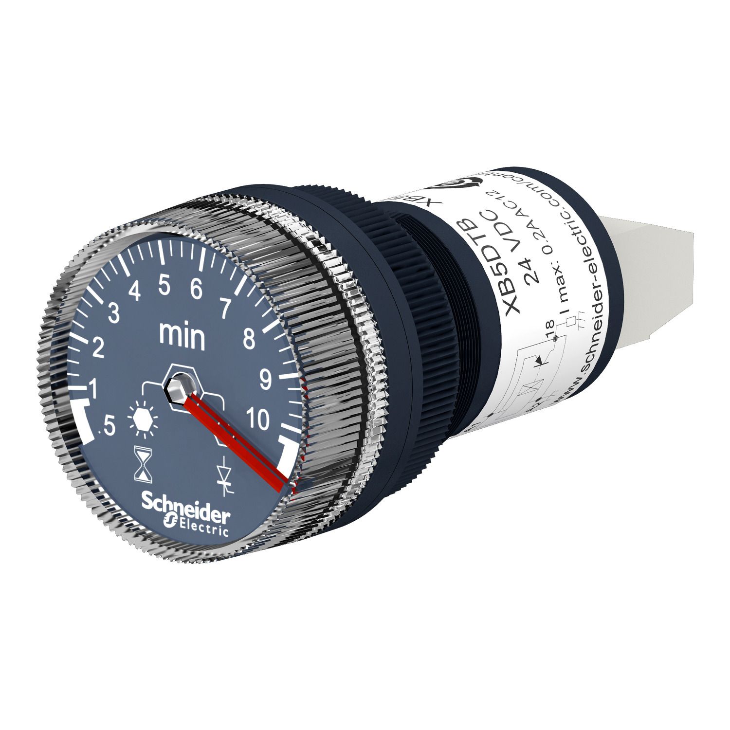 Picture of Panel mounted timer monofunction, Harmony XB5, plastic, 22mm, time delay 0.5...10min, 100...240V AC DC