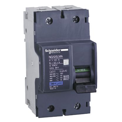 Picture of Miniature circuit breaker (MCB), Acti9 NG125LMA, 2P, 80A, MA curve, 50kA (IEC/EN 60947-2)