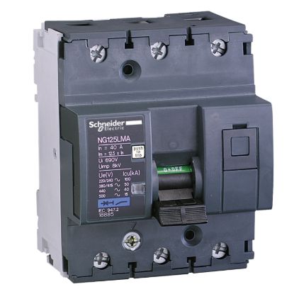 Picture of Miniature circuit breaker (MCB), Acti9 NG125LMA, 3P, 63A, MA curve, 50kA (IEC/EN 60947-2)
