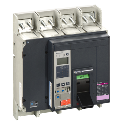 Picture of Circuit breaker, ComPact NS1600H, 70kA/415VAC, Micrologic 2.0E trip unit, 1600A, fixed, 4 poles 4d