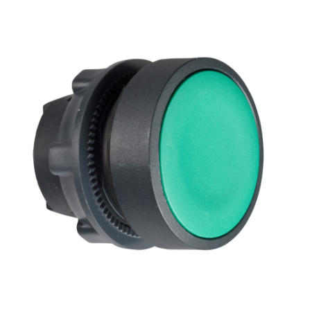 Picture of Head for non illuminated push button, Harmony XB5, green flush, 22mm, spring return, unmarked