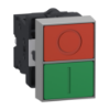 Picture of Double headed push button, Easy Harmony XA2, plastic, 22mm, 1 green flush marked I + 1 red flush marked O, 1NO + 1NC
