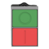 Picture of Double headed push button, Easy Harmony XA2, plastic, 22mm, 1 green flush marked I + 1 red flush marked O, 1NO + 1NC