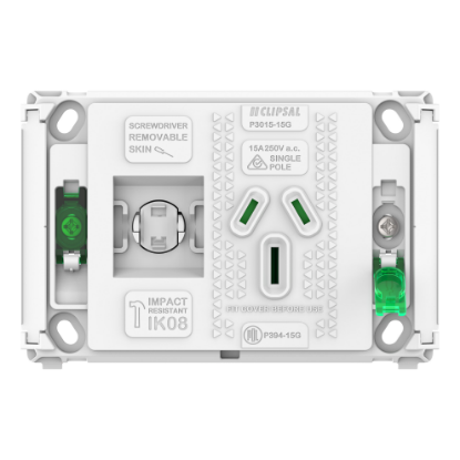 Picture of Clipsal Pro Series, Single Power Point Grid, Horizontal Mount, 250V, 15A